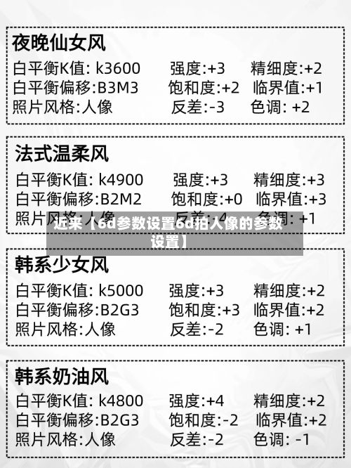 近来【6d参数设置6d拍人像的参数设置】-第2张图片