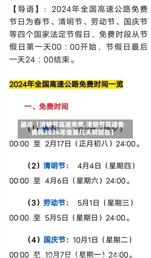 最近【清明节高速免费,清明节高速免费吗2026年免费几天啊现在】