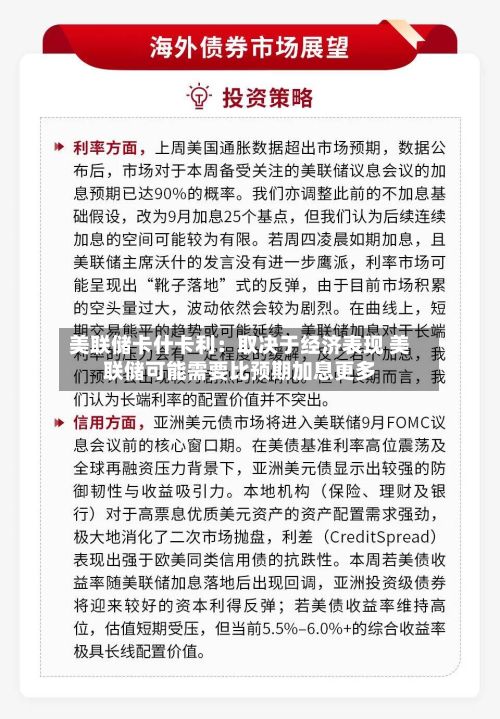 美联储卡什卡利：取决于经济表现 美联储可能需要比预期加息更多-第2张图片