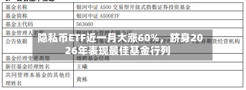 隐私币ETF近一月大涨60%	，跻身2026年表现最佳基金行列-第3张图片