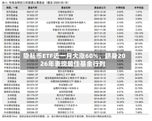 隐私币ETF近一月大涨60%，跻身2026年表现最佳基金行列-第2张图片