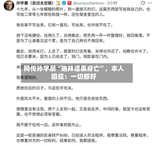 网传孙宇晨“迪拜遭袭身亡”，本人回应：一切都好