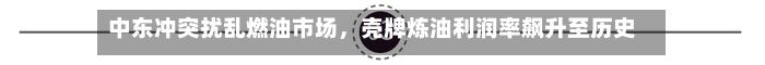 中东冲突扰乱燃油市场，壳牌炼油利润率飙升至历史新高-第3张图片