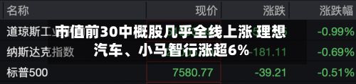 市值前30中概股几乎全线上涨 理想汽车、小马智行涨超6%-第2张图片