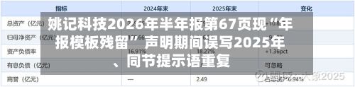 姚记科技2026年半年报第67页现“年报模板残留” 声明期间误写2025年、同节提示语重复-第2张图片