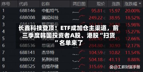 长鑫科技登顶！ETF成加仓主渠道，前三季度韩国投资者A股、港股“扫货”名单来了