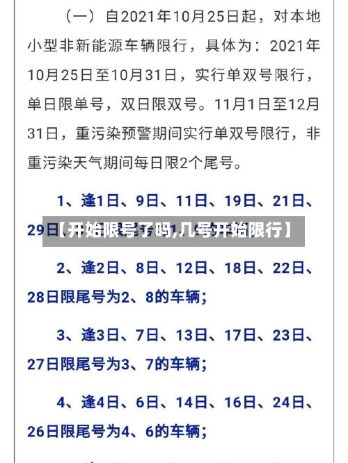 【开始限号了吗,几号开始限行】