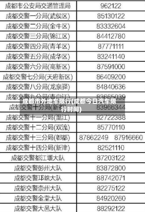 成都市外地车限行(成都今日汽车限行时间)
