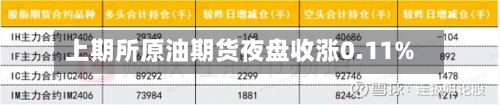 上期所原油期货夜盘收涨0.11%
