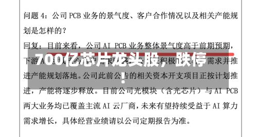 700亿芯片龙头股	，跌停！-第2张图片
