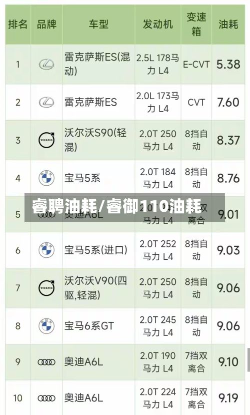 睿聘油耗/睿御110油耗