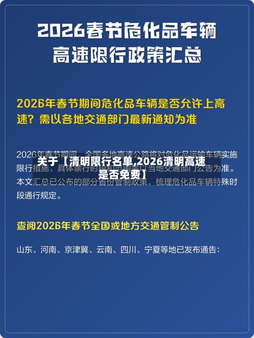 关于【清明限行名单,2026清明高速是否免费】