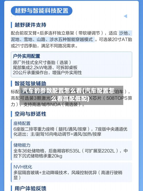 汽车的参数配置怎么看(汽车配置怎么看高配低配)