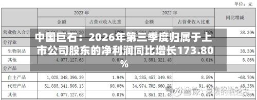 中国巨石：2026年第三季度归属于上市公司股东的净利润同比增长173.80%