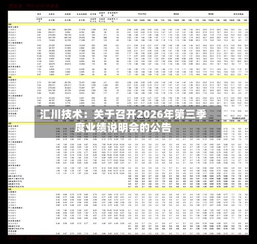 汇川技术：关于召开2026年第三季度业绩说明会的公告