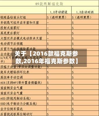 关于【2016款福克斯参数,2016年福克斯参数】