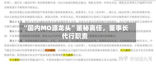 “国内MO源龙头”董秘离任，董事长代行职责-第2张图片