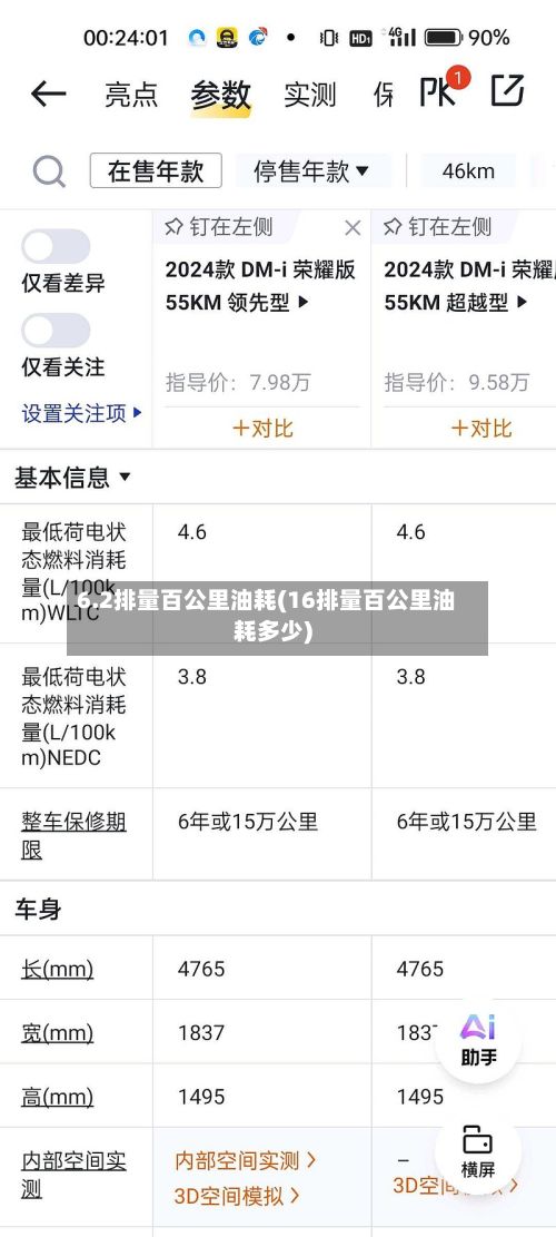 6.2排量百公里油耗(16排量百公里油耗多少)